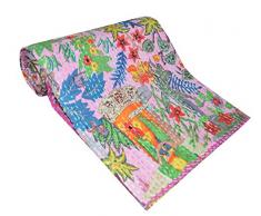 RamapirHandicraft Indiano Vintage Hand Block Frida kahlo stampa kantha Quilt Bedding Hippie Quilt Boho Trapunta Copriletto Coperta Copriletto Taglia Singola Boho Gudari