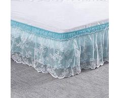 QUNCUNG Doppio del Merletto Elasticizzato Elastico Tre Lati Tessuto Elastico Dust Ruffle,Elastica Avvolgere Mantovana Giroletto Regina Re Volant 40cm Cadere Vestiletto-J-150 * 200+40cm