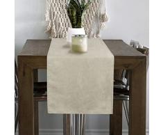 Yeahshion Runner da Tavolo Effetto Pelle Scamosciata 28 cm x 180 cm, Runner da Tavolo Beige Morbido, Lavabile e Facile da Stirare per la Decorazione della Tavola, Soggiorno, Cassettiera, Festa