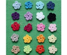 100 fiori colorati fatti a mano in cotone alluncinetto, trapunta fai da te 3D tessuto a maglia fiore applique vestiti decorazione-20 colori assortiti