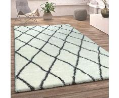 Tappeto A Pelo Lungo Salotto Shaggy Pelo Lungo Motivo Diamante Scandinavo, Dimensione:160x230 cm, Colore:Crema 2