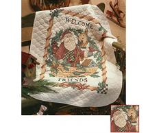 Dimensions Kit trapunta con punto croce stampata Babbo Natale Welcome