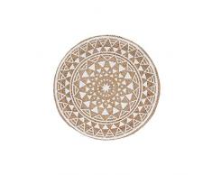 Douceur dintérieur Tappeto decorativo rotondo in juta stampata, silha bianco, diametro 90 cm