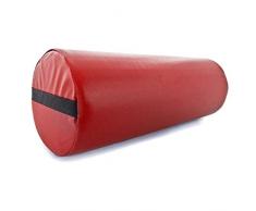 QUIRUMED Cuscino a Rullo, 55 x 20 cm, Rosso, Similpelle, Ergonomico, Imbottito in Schiuma, per Yoga, Fitness, Massaggio