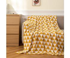 MYLUNE HOME 100% Cotone Lusso Coperta in Maglia per Guardare la TV su sulla Sedia, Divano e Letto,Doppia Copertine Sided 130 * 160cm…