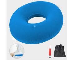 Cuscino rotondo ortopedico gonfiabile, morbido con pompa, per emorroidi, infiammazioni, dolori al coccige, cisti, gravidanza, post-parto, colore blu