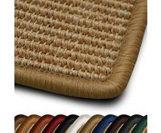 Casa Pura - Tappeto per salotto, modello: Salvador, fibre naturali 100% sisal, antiscivolo, bordo in cotone, 11 colori, 7 dimensioni, Sisal, beige, 80 x 150cm