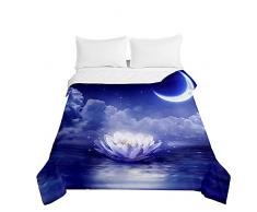 Surwin Trapuntino Copriletto Trapuntato Primaverile Estivo,Stile Moderno,Trapuntino in Morbida Microfibra con Fiore Loto 3D Leggero Coperta Letto Singolo Matrimoniale (Stagno Chiaro Luna,230x260cm)
