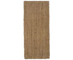 Jute & Co. Bouclé Tappeto in Juta Tessuto a Mano, 60 x 140 cm, Grigio Naturale