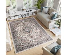 TAPISO Colorado Tappeto Pelo Corto Resistente Design Tradizionale Crema Beige Motivo Floreale Orientale Ornamenti Bordo Chiaro Camera Salotto Soggiorno Sala Oeko-Tex 180 x 250 cm