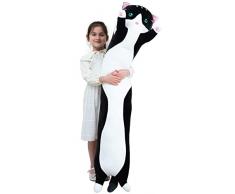 Gatto gigante cuscino peluche Cartoon Kitty dormire abbracciando cuscino, coccolone morbido lungo gattino corpo cuscino bambola gatto cuscino giocattolo per bambini fidanzata (70cm/ 27.55inch, Black)
