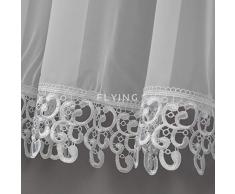 FKL LB-20 - Tenda finita in Voile con fettuccia arricciata, Corta, 155 x 400 cm, Colore: Bianco