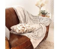 Enjoy Home P010TA130160, Plaid in Finta Pelliccia d’Orso, Poliestere, Colore Beige, 160 x 130 cm