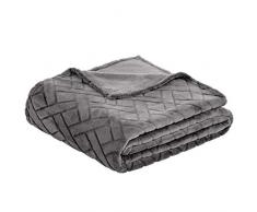 Amazon Basics - Coperta di pile, lavorata a sbalzo, Grigio, 150 x 200 cm