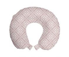 ABAKUHAUS orientale Cuscino da Viaggio, Bohemian Lacy damasco Art, Accessorio in Schiuma di Memoria per Viaggio, 30 cm x 30 cm, Pallido White Salmon