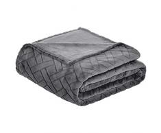 Amazon Basics - Coperta di pile, lavorata a sbalzo, Grigio, 220 x 240 cm