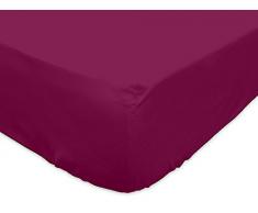 Soleil docre 612800, lenzuola singolo singolo con angoli elasticizzati, in cotone, Viola (violett), 140 x 200 cm