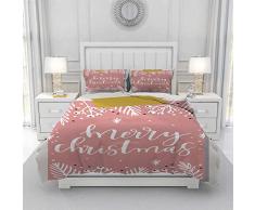 Set Copripiumone Matrimoniale Natalizio 240x220 cm con 2 Federe 50x80 cm, Biancheria da Letto Rosa in Microfibra 100% con Cerniera per Bambini Ragazza Ragazzo