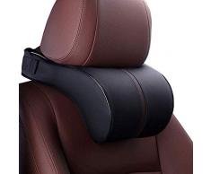 HomDSim - Cuscino di supporto per il collo, in pelle artificiale + memory foam, cuscino per la guida e il poggiatesta, con cinghia regolabile