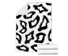 Coperta Matrimoniale Flanella di Copriletto per Letto Divano, Microfibra Leggera Calda 3D Plaid Bianco Nero Stampata Inverno Trapuntino Coperta in Pile Sherpa per Bambini Adulti 150x200 cm