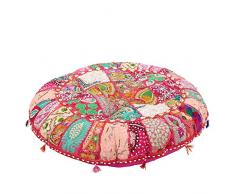 albena shop 72-103 Jevana Cuscino del Pavimento Orientale ø 80 cm cm Cuscino del Sedile Indiano (Patchwork/Rosa)