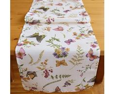 Eccellente Serie "Farfalle sul prato in fiore" su sfondo color crema dalle delicate tonalità pastello. Un gioiello per ogni spazio. Possibilità di scelta tra coperte tovaglie, runner da tavola e federe di KAMACA-SHOP, Poliestere,