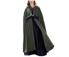 Generico Cappotto lungo da donna con cappuccio Cappotto invernale vintage casual con bottoni in lana Coperta Pile Maniche E Cappuccio