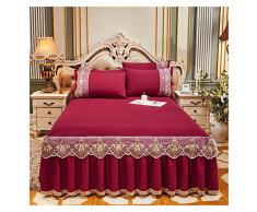 ALICED Gonna Letto per Uso Domestico Matrimoniale/Singolo/King Size/Una Piazza E Mezza 1/3pcs Principessa Pizzo Gonna Copriletto Matrimonio Pizzo Coreano Fashion Design Letto Federa Antipolvere