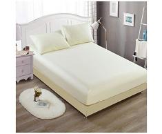 YOUCAI Coprimaterasso Antipolvere Lenzuolo con Angoli Elasticizzati per Letto Singolo, Matrimoniale, King E Super King Beige Federa x2