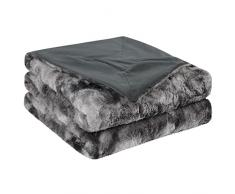 PiccoCasa - Coperta in morbida pelliccia sintetica, doppia dimensione, reversibile, con tintura a pelo lungo, per divano, divano e letto, coperta in pile morbido, 150 x 200 cm, colore grigio scuro