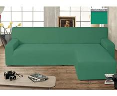 Copridivano con Penisola Elasticizzato Chaise Longue cover elasticizzato per sofa con penisola destra/sinistra mod. borbone (destra, verde)