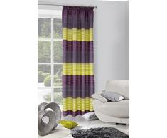 Eurofirany ZAS/Erin/FIOL + Zi/T – Tenda Erin, a Righe con fettuccia arricciata, 140 x 250 cm, Colore Viola/Verde