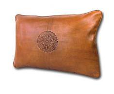 ALMADIH Cuscino Cognac XL 35x50 cm in diversi colori - 100% tradizionale mano in vera pelle - Arredo per Divani Pouf sacco imbottito cuscini decorativi ornamenti in cuoio