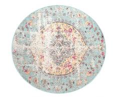 Outdoor Tappeto Rotondo Resistente Balcone Terrazza Cucina Modern Vintage Pastell, Dimensione:Ø 160 cm Tondo, Colore:Multicolore