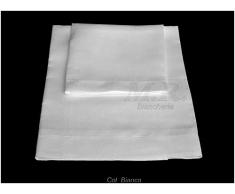 MRbiancheria Coppia Asciugamani in Puro Lino 100% Tinta Unita Bianco Rifinito Punto a Giorno