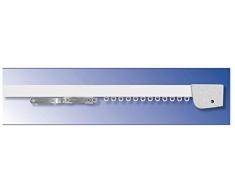 RILOGA - BASTONE PER TENDA - BINARIO - CARRELLO SCORRITENDA IN ALLUMINIO BIANCO CON TIRO A CORDA ( APERTURA CENTRALE E COMANDO A DX ) , LINEARE L.200 MONTAGGIO A SOFFITTO