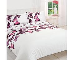 Farfalla Tivoli federa Quilt Set di biancheria da letto matrimoniale tutte le misure, Poliestere, White Purple, Doppio