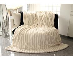Brandsseller - Coperta in pelliccia di visone sintetica intrecciata, con 2 strati spessi, di qualità, adatta come copriletto, plaid, coperta per il soggiorno