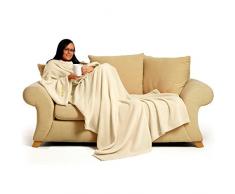 Snug Rug Coperta con maniche integrate per adulti, molto felpata, colore: Crema