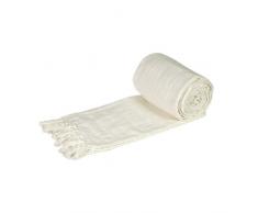 EliteHomeCollection - Coperta per letto matrimoniale in cotone (anche per divano a 3 posti), 228 x 254 cm, color avorio