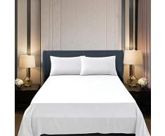Intimitaly® Set Lenzuola Matrimoniali Cotone E Singole Completo Letto 100% Puro Cotone, Lenzuola e 2 Federe, Biancheria da Letto Tinta Unita (Bianco, Matrimoniale)