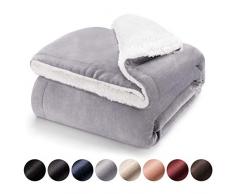 Blumtal Coperta Premium Plaid Sherpa 130 x 150 cm - coperta pile certificata OEKO-TEX® di alta qualità, come copri divano, copriletto o coperta da soggiorno, Grigio