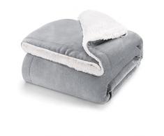 Blumtal Coperta Premium Plaid Sherpa 220 x 240 cm - coperta pile certificata OEKO-TEX® di alta qualità, come copri divano, copriletto o coperta da soggiorno, Grigio