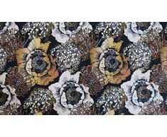 HEKO PANELS Oxford Tessuto Impermeabile al Metro Tessuti per Tappezzeria per Esterni ed Interni –100% Poliestere Stoffa al Metro – Tessuto Resistente allo Strappo e allo Sporco - Fiori doro