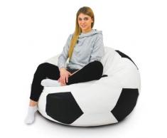 Italpouf Pouf Calcio Ecopelle Nero Grande, Pouf Sacco Ecopelle Pallone XL XXL, Pouf Pallone Bianco-Nero, Poltrona Sacco Calcio (XXL: 80 x 105 Ø cm)