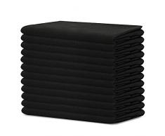 Sweet Needle Confezione da 12 tovaglioli da tavola oversize in cotone 100% - Tessuto pesante per luso quotidiano con finitura con angoli smussati, nero, 50 cm x 50 cm (20 IN x 20 IN)