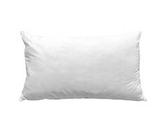 Guanciale Anallergico in Fibra Dracon® con Rivestimento in Puro Cotone, Colore Bianco, Lavabile in Lavatrice fino a 95°, Dimensioni 50x80 cm, Lavaggio Facile