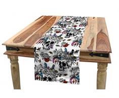 ABAKUHAUS Gotico Runner da Tavola, Giorno dei Crani Guasti, Rettangolare da Sala da Pranzo, 40 x 180 cm, Multicolore