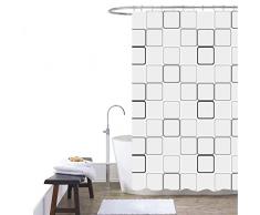 ANMECS Tenda da Doccia Antimuffa Impermeabile 180 x 180 cm Lavabile Tenda Vasca da Bagno con 12 Ganci (180CM X 180CM)
