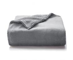 WAVVE Coperta Plaid Pile di Flanella 260gsm - 150x200 cm, Grigio - Coperta Pelosa 200x150 - Divano/Letto Singolo/Matrimoniale, Copridivano di Microfibra Calda e Morbida